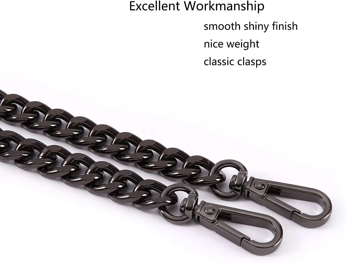 47'' Light Metal Crossbody Purse Chain Straps Replacement for Bag Handbag (Black)