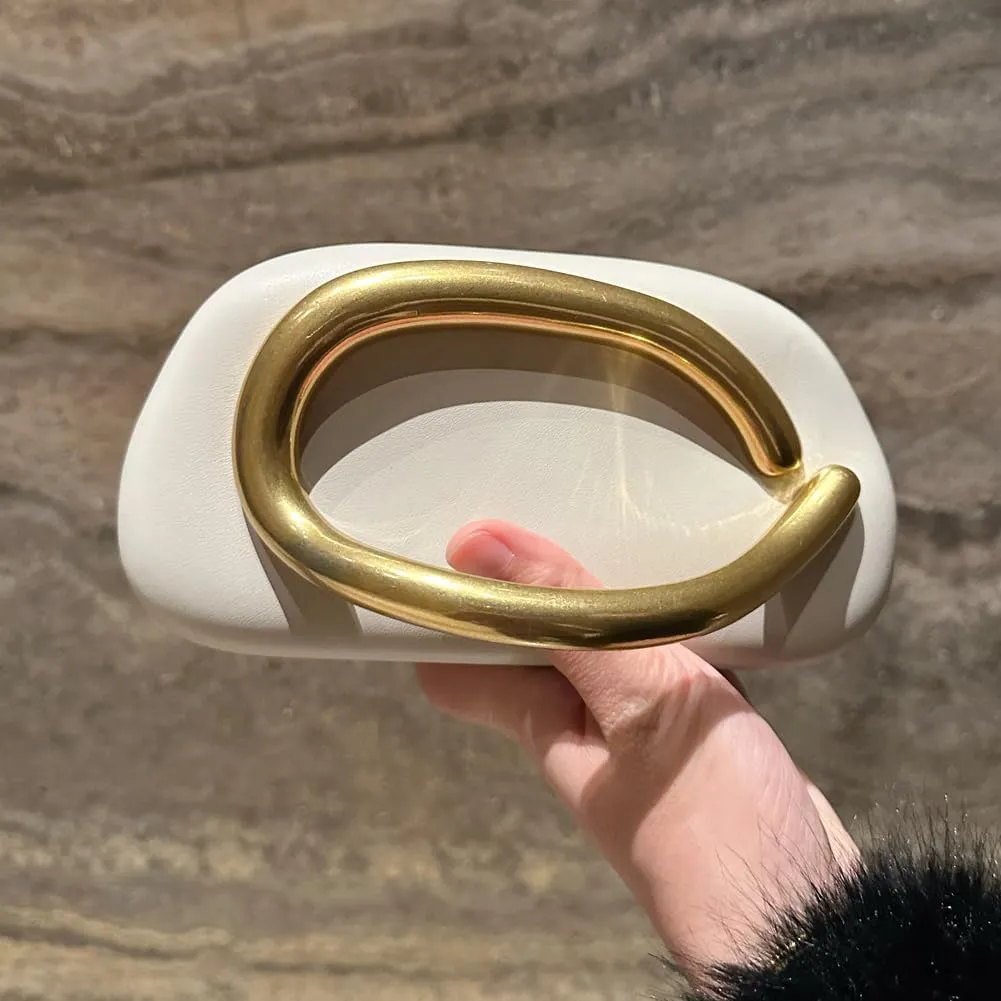 Acrylic Clutch Purse for Women Classic Round Acrylic Evening Handbag Vintage Metal Handlebars Bag for Wedding Party Prom