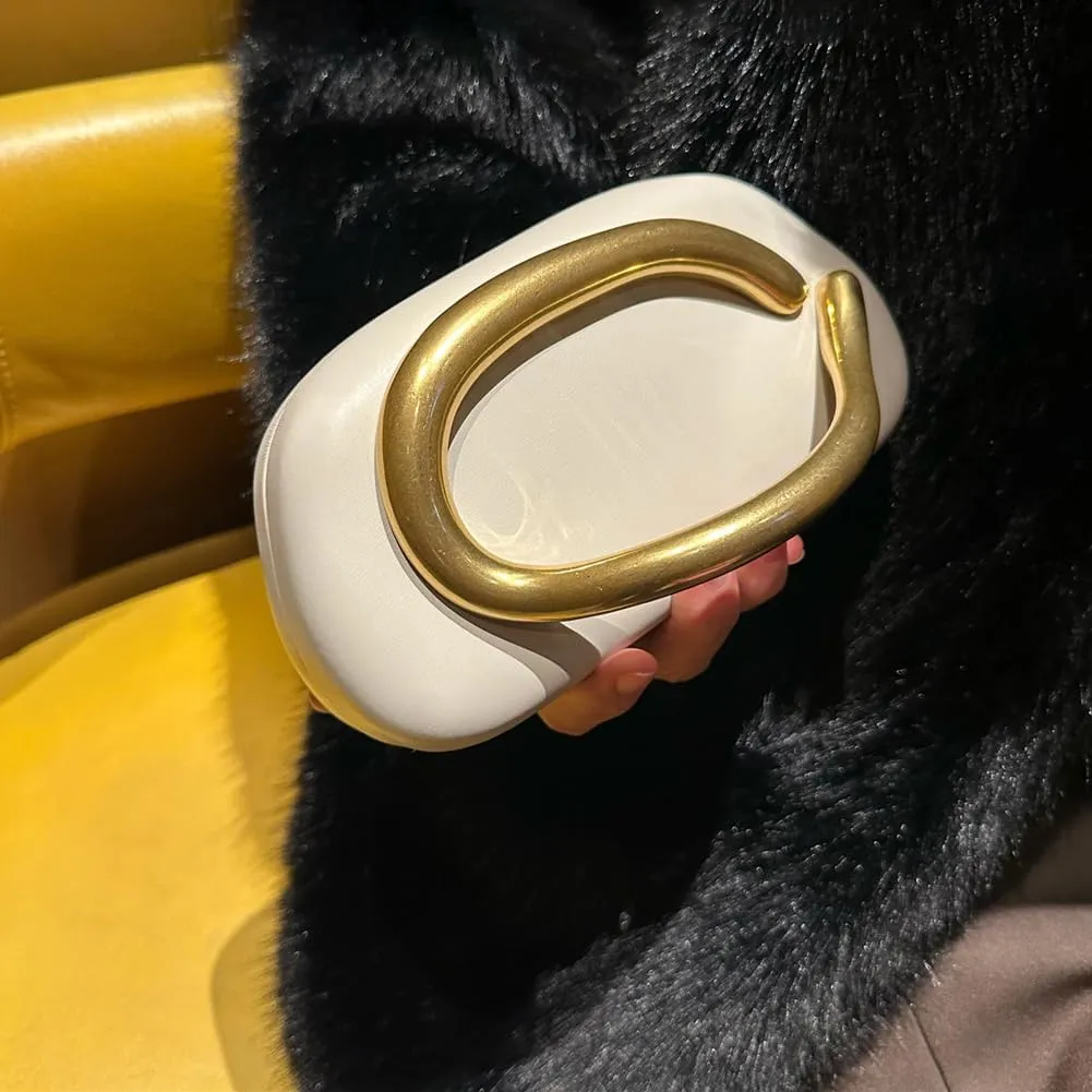 Acrylic Clutch Purse for Women Classic Round Acrylic Evening Handbag Vintage Metal Handlebars Bag for Wedding Party Prom