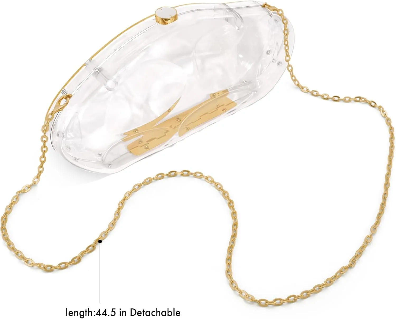 Acrylic Clutch Purse for Women Evening Bag, Irregular Shell Acrylic Purse Box Clutch with Chain for Party Wedding Prom