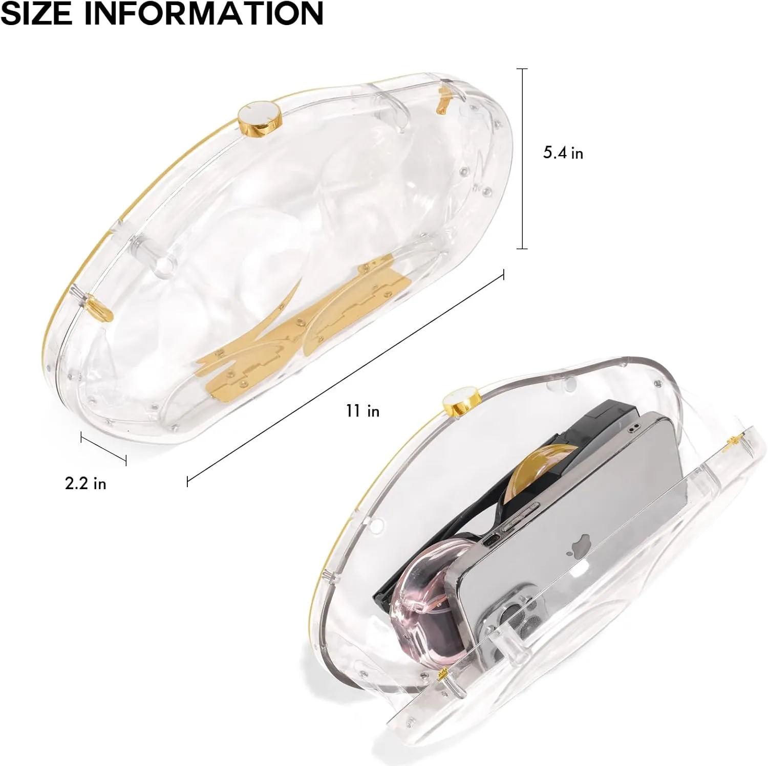 Acrylic Clutch Purse for Women Evening Bag, Irregular Shell Acrylic Purse Box Clutch with Chain for Party Wedding Prom