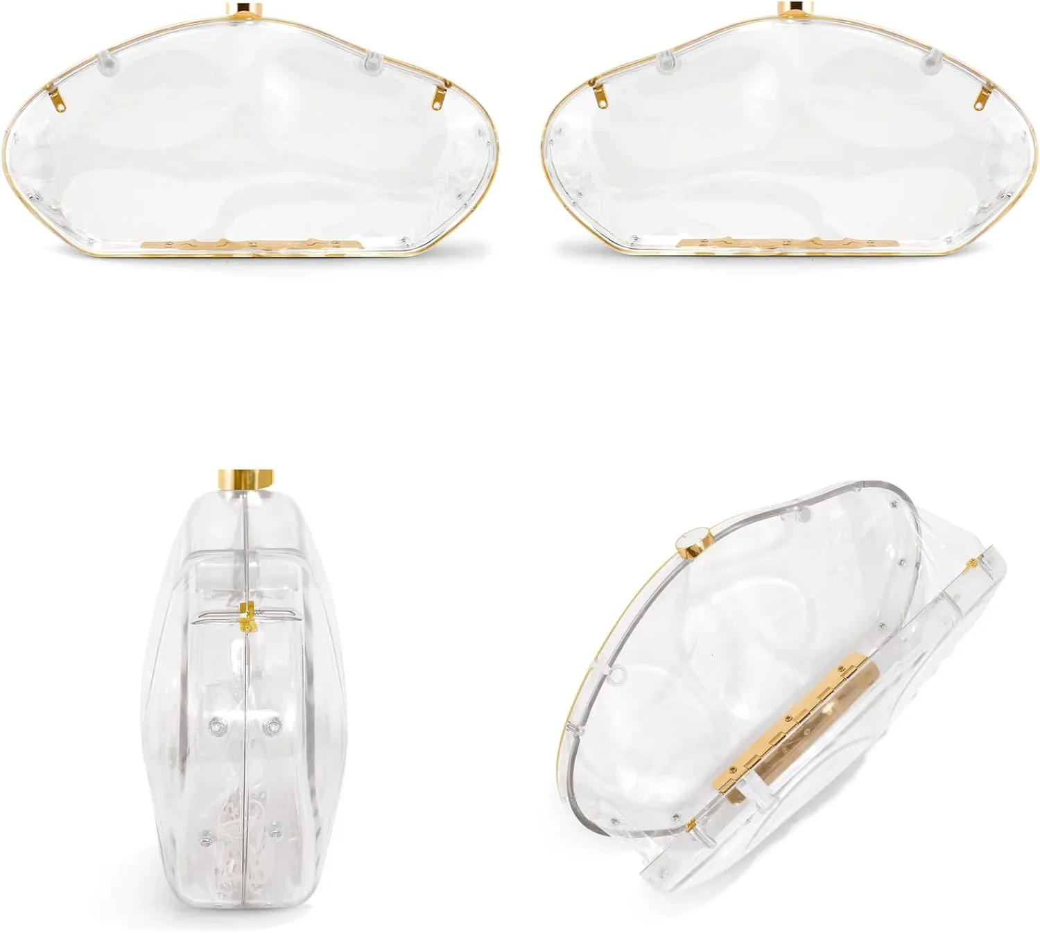 Acrylic Clutch Purse for Women Evening Bag, Irregular Shell Acrylic Purse Box Clutch with Chain for Party Wedding Prom