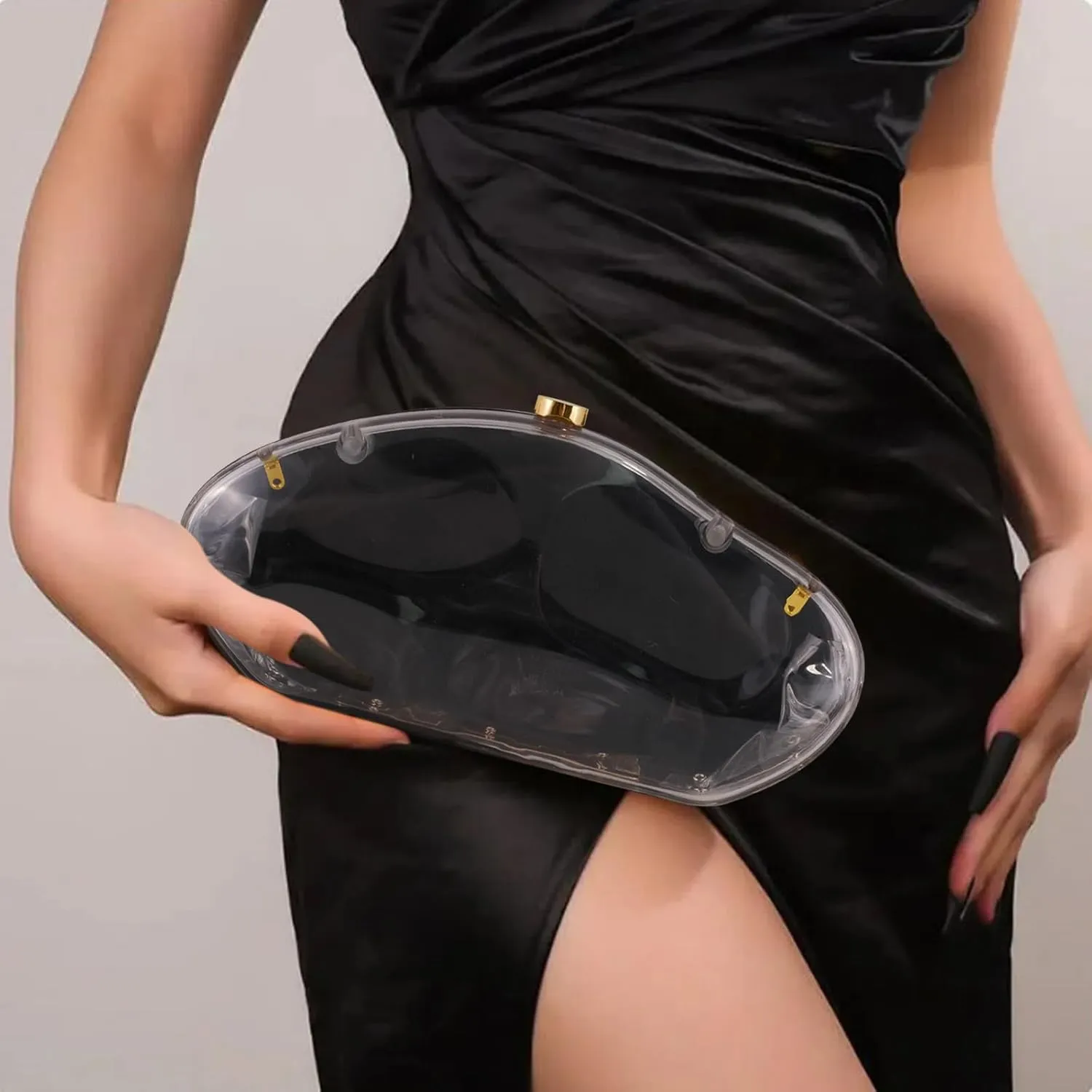 Acrylic Clutch Purse for Women Evening Bag, Irregular Shell Acrylic Purse Box Clutch with Chain for Party Wedding Prom