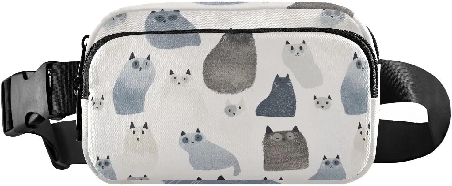 Aesthetic Ragdoll Cats White Cute Cute Waist Bag Fanny Pack for Women Men Teenagers Large Capacity Crossbody Sport Bag with Adjustable Strap for Travel Shopping Running