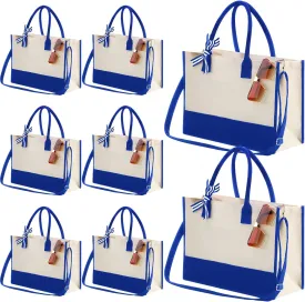 Aoriher 8 PCS Canvas Tote Bag with Shoulder Strap Zipper Opening Grocery Tote for Women Birthday Bridesmaid Gift Bag