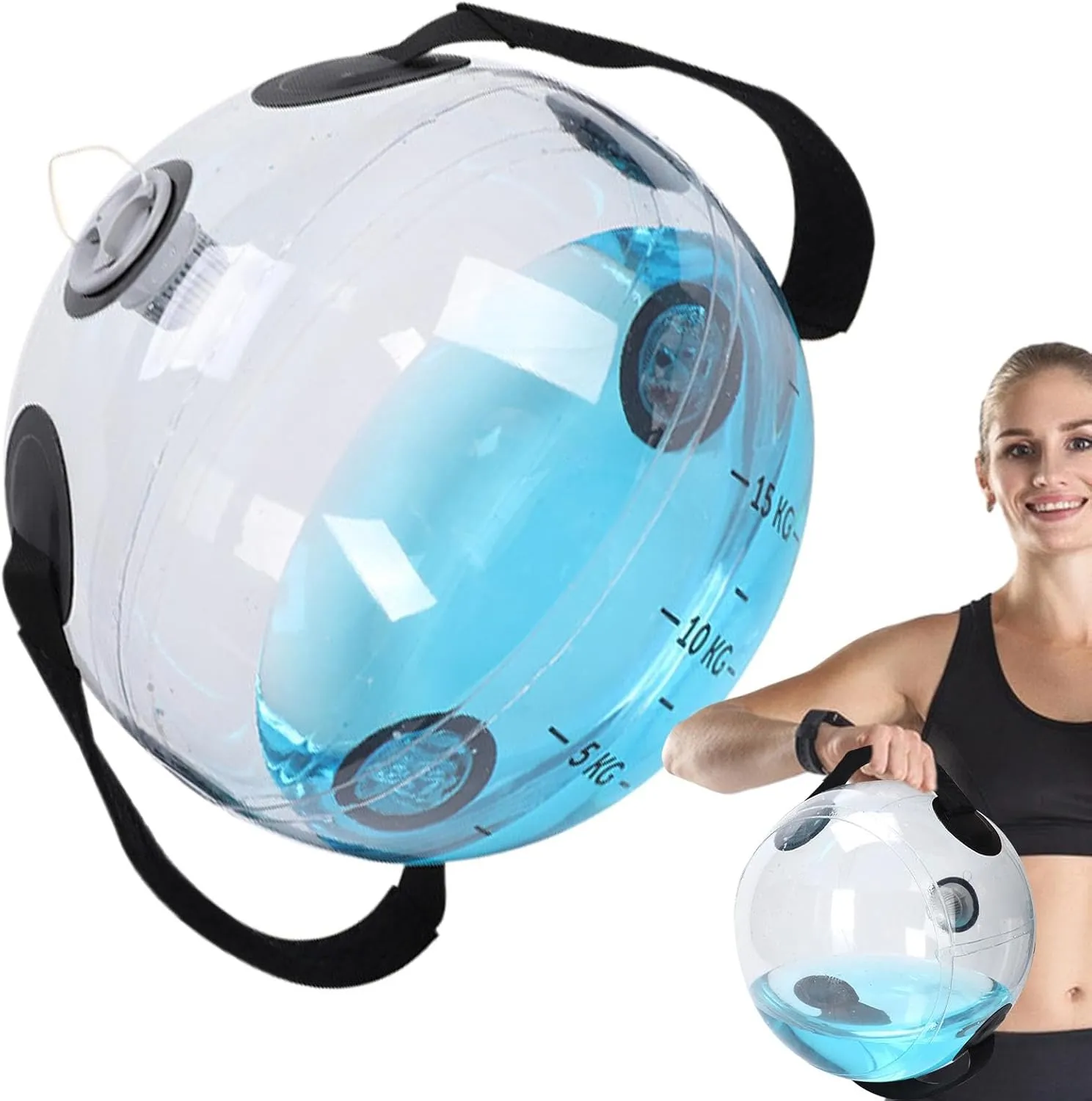 Aqua Bags for Workout, Heavy Bag Aqua Ball, Fitness Water Bag Adjustable with Handle, Weighted Inflatable Water Fitness Ball Core and B-alance Trainer for Athletes and Coaches to Muscle Training