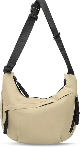 Arch Moon Crossbody Bag for Women, Nylon Curved Purse, Lightweight Dumpling Shoulder Sling Bag for Travel Casual