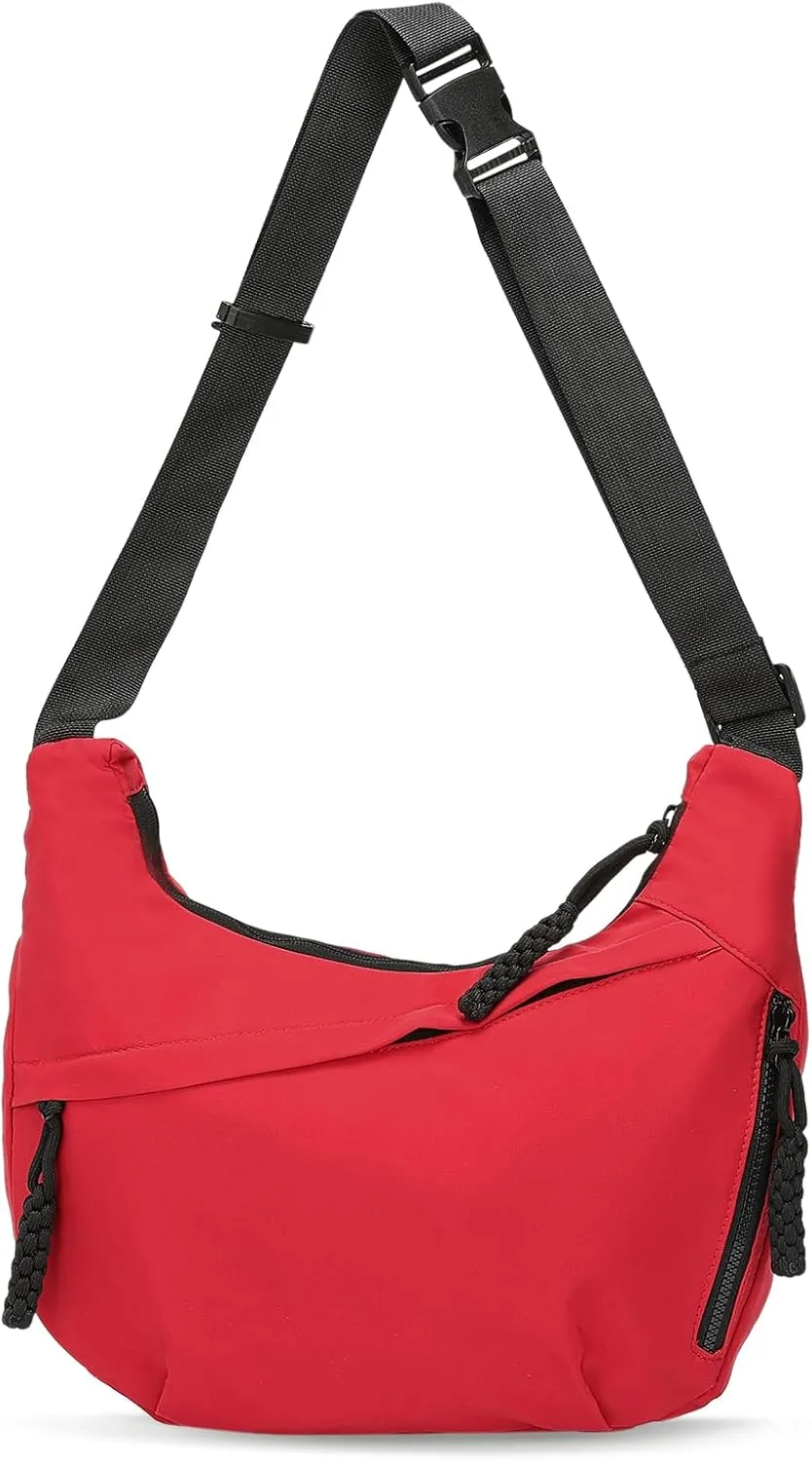Arch Moon Crossbody Bag for Women, Nylon Curved Purse, Lightweight Dumpling Shoulder Sling Bag for Travel Casual