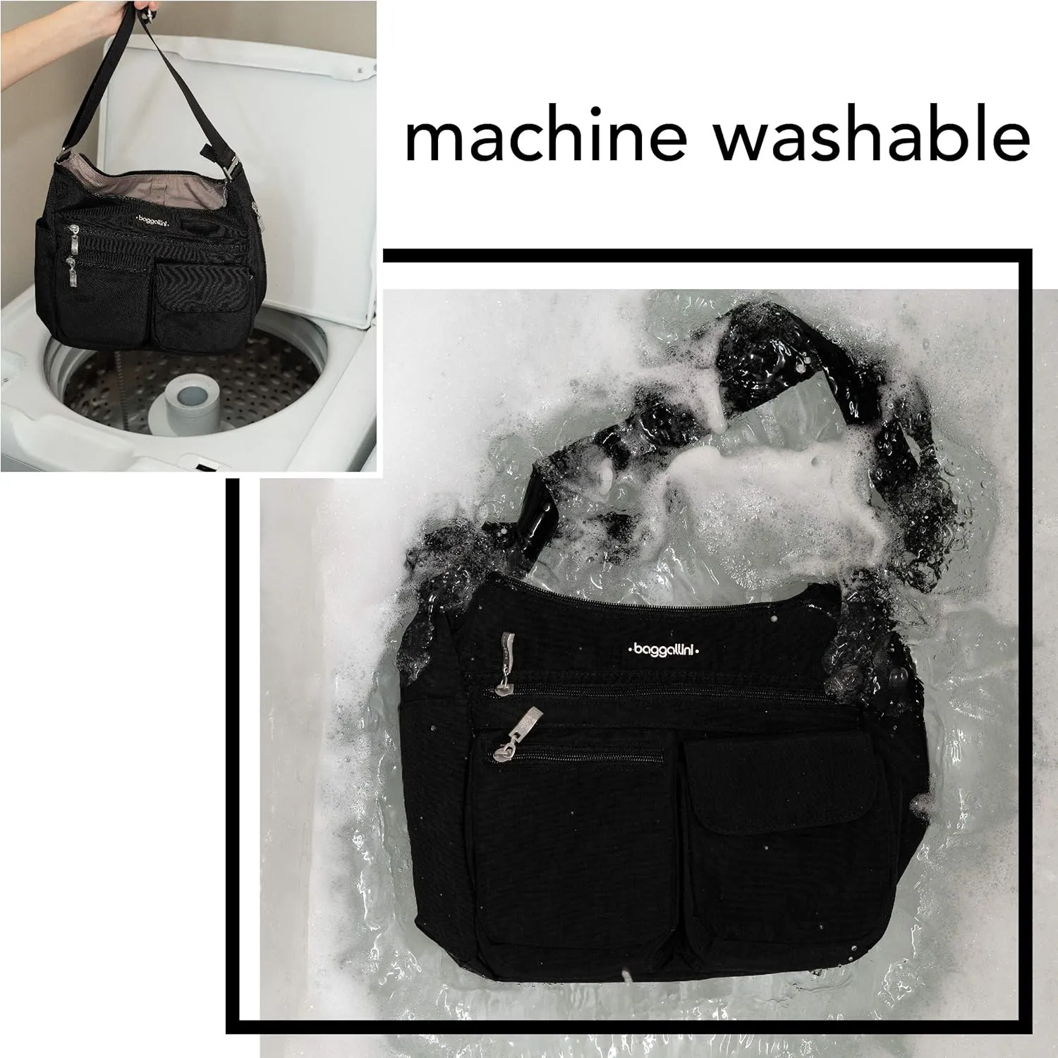 Baggallini Criss Cross 10x11 Crossbody Women Lightweight Water-Resistant Nylon Travel Bag W/RFID & Quick Access Pockets