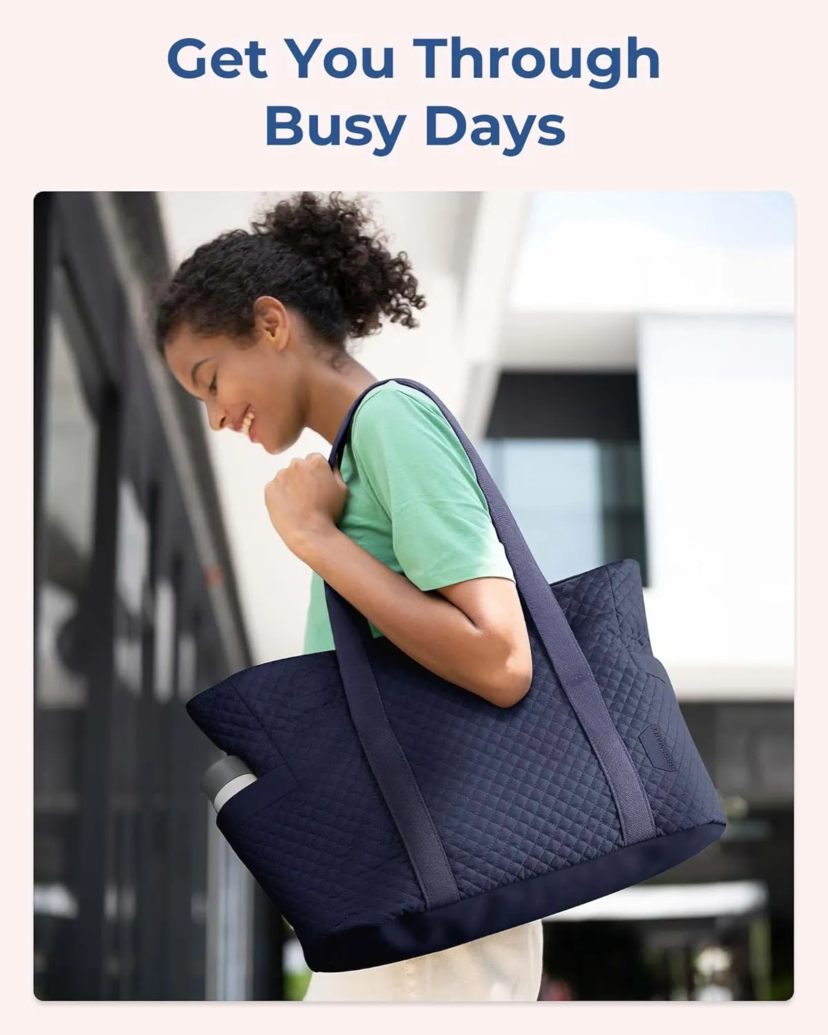 BAGSMART Large Tote Bag For Women, Travel Shoulder Bag Top Handle Handbag with Yoga Mat Buckle for Gym, Work, Travel