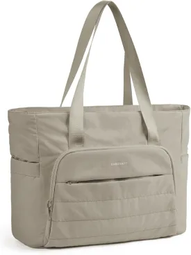 BAGSMART Quilted Tote Bag with Compartments and Yoga Mat Strap, Lightweight Large Shoulder Bag for Travel Work Gym