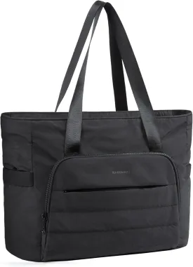 BAGSMART Quilted Tote Bag with Compartments and Yoga Mat Strap, Lightweight Large Shoulder Bag for Travel Work Gym