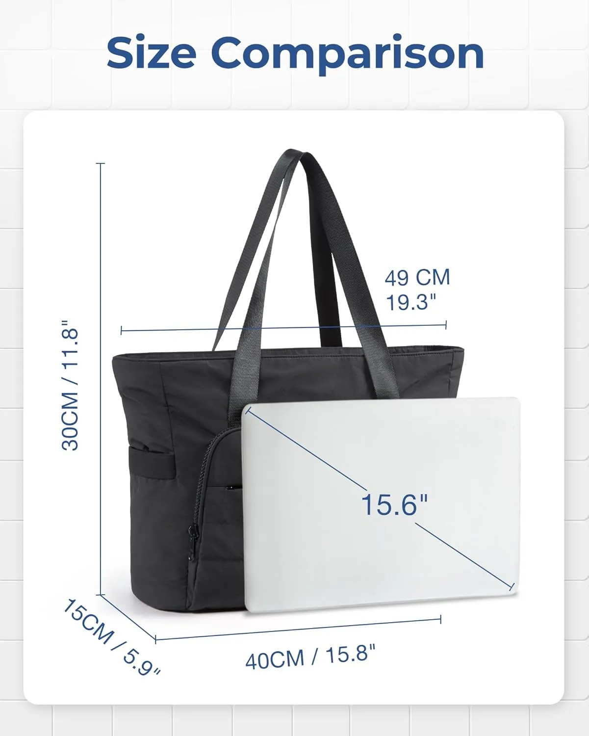 BAGSMART Quilted Tote Bag with Compartments and Yoga Mat Strap, Lightweight Large Shoulder Bag for Travel Work Gym