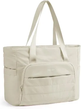 BAGSMART Quilted Tote Bag with Compartments and Yoga Mat Strap, Lightweight Large Shoulder Bag for Travel Work Gym