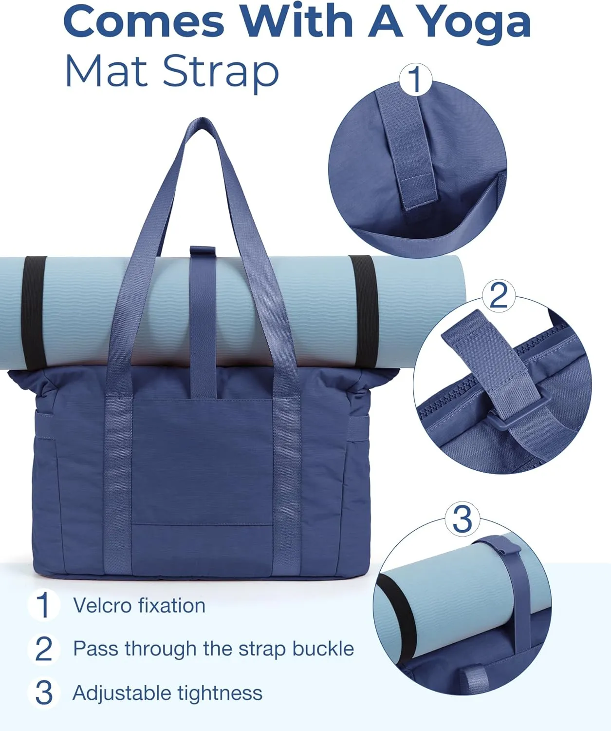 BAGSMART Quilted Tote Bag with Compartments and Yoga Mat Strap, Lightweight Large Shoulder Bag for Travel Work Gym