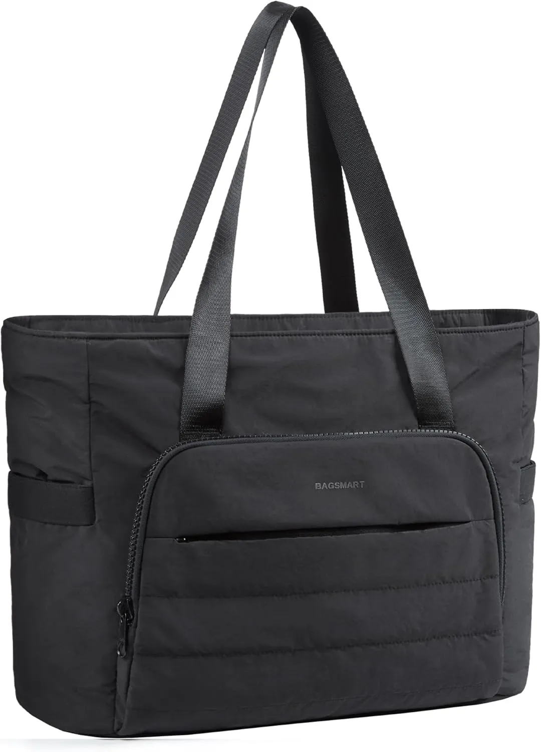 BAGSMART Quilted Tote Bag with Compartments and Yoga Mat Strap, Lightweight Large Shoulder Bag for Travel Work Gym