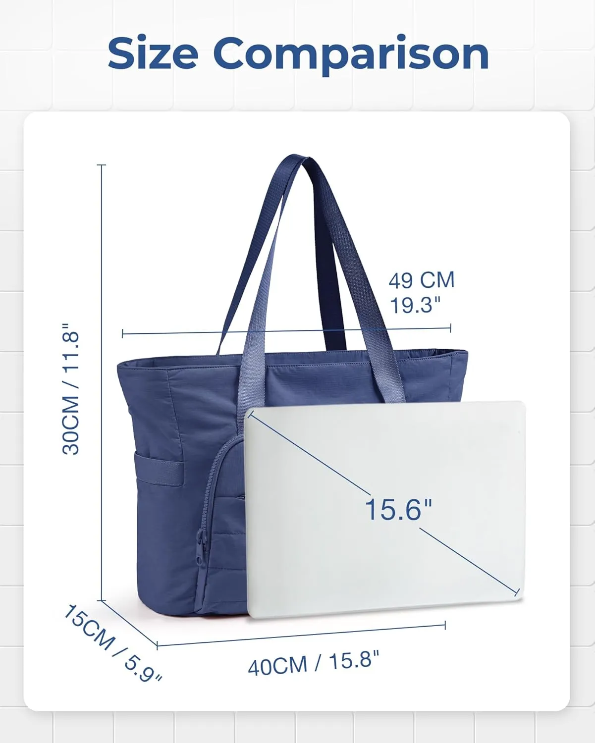 BAGSMART Quilted Tote Bag with Compartments and Yoga Mat Strap, Lightweight Large Shoulder Bag for Travel Work Gym