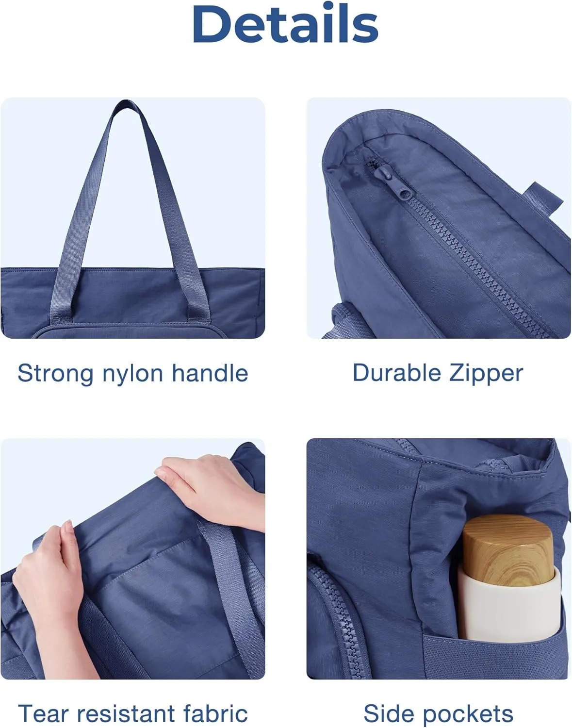 BAGSMART Quilted Tote Bag with Compartments and Yoga Mat Strap, Lightweight Large Shoulder Bag for Travel Work Gym