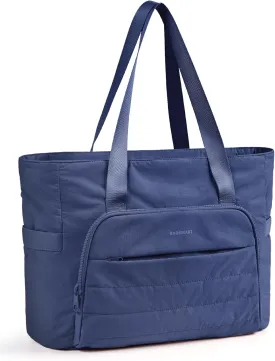 BAGSMART Quilted Tote Bag with Compartments and Yoga Mat Strap, Lightweight Large Shoulder Bag for Travel Work Gym