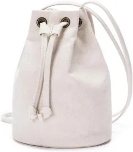 Black Drawstring Crossbody Bag Nylon Fabric Large Capacity Organizer Bag with Gold Tone Hardware