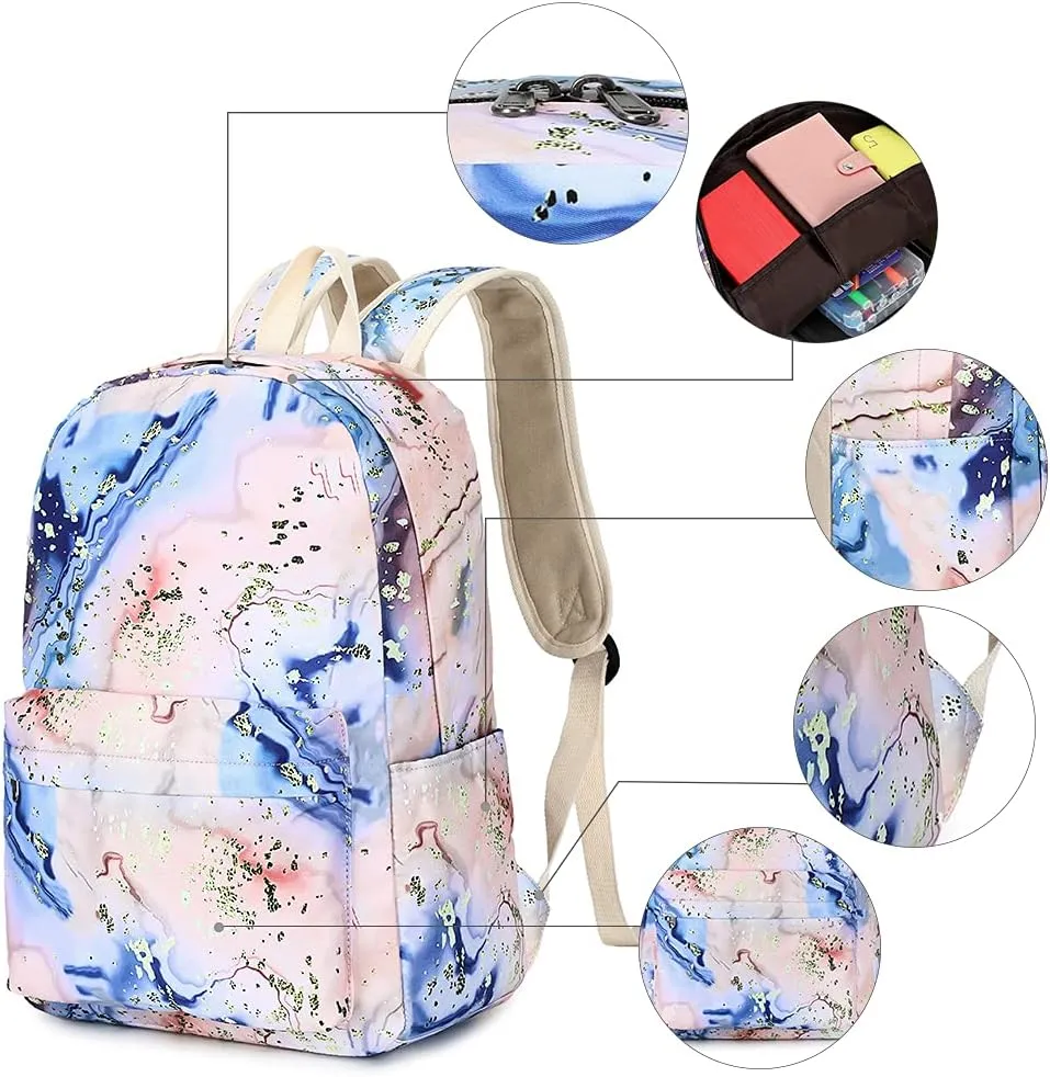 Bluboon Teen Girls School Backpack Kids Bookbag Set with Lunch Box Pencil Case Travel Laptop Backpack Casual Daypacks