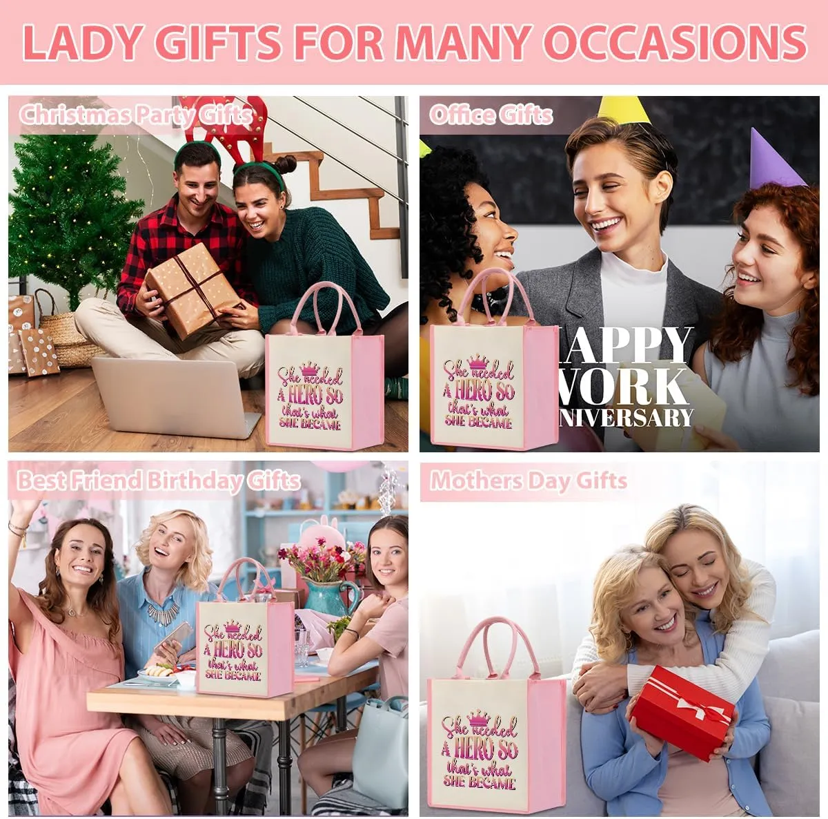 Boss Lady Gifts for Women Boss Day Christmas Birthday Gifts for Bosses Leadership Reusable Tote Bag Beach Grocery Bags