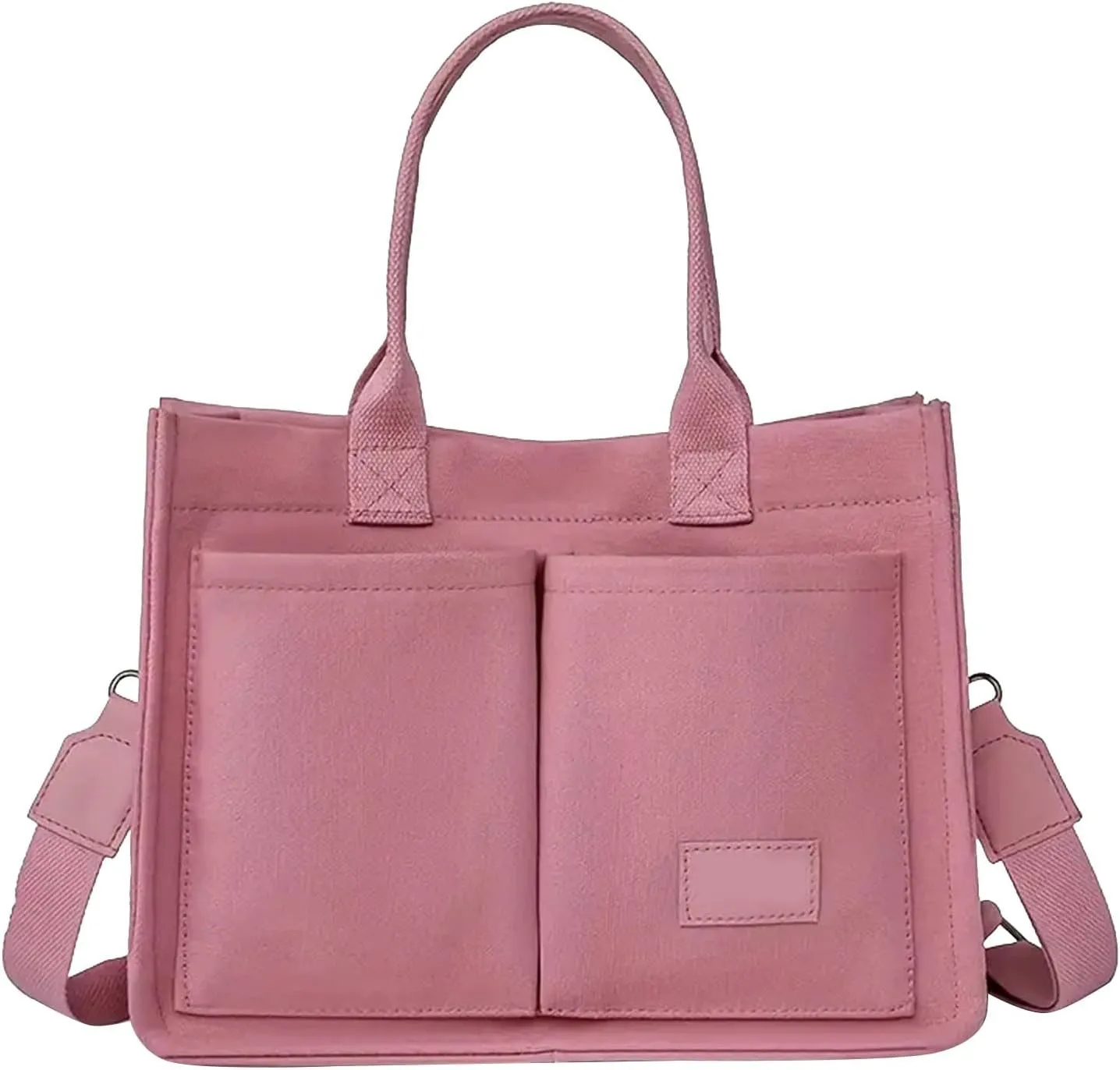 Canvas Bags For Women Solid Color Large Capacity Exterior Pockets Ladies Bag Laundry Messenger Tote Bags