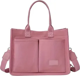 Canvas Bags For Women Solid Color Large Capacity Exterior Pockets Ladies Bag Laundry Messenger Tote Bags