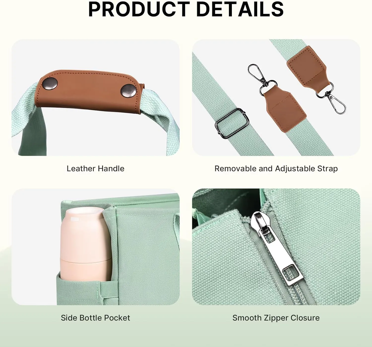 Canvas Tote Bag for Women, Large Crossbody Bag with Zipper Shoulder Everything Tote Bag Canvas with Pockets