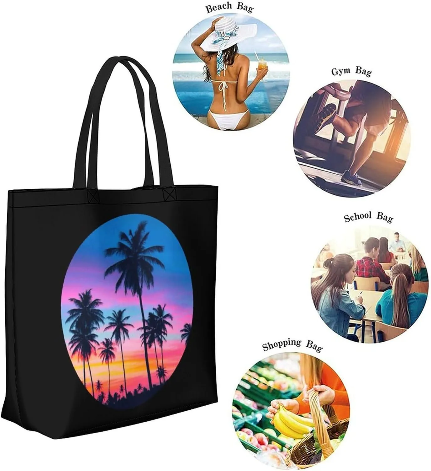 Canvas Tote Bag - Large Women's Casual Shoulder Handbag - Reusable Beach & Shopping Grocery Bag for Outdoors