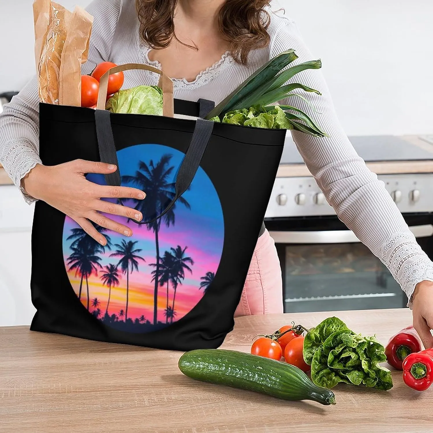 Canvas Tote Bag - Large Women's Casual Shoulder Handbag - Reusable Beach & Shopping Grocery Bag for Outdoors