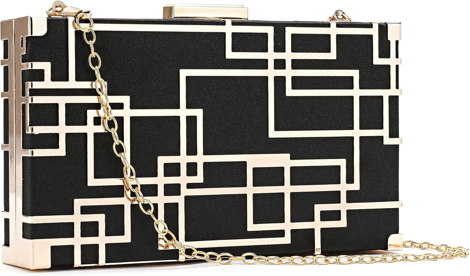 CARIEDO Women Evening Bag Elegant Clutch Purse Exquisite Velvet Metal Hollow out Handbags Prom Wedding Party (black)