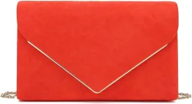 CHARMING TAILOR Faux Suede Clutch Bag Elegant Metal Binding Evening Purse for Wedding/Prom/Black-Tie Events