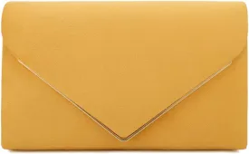 CHARMING TAILOR Faux Suede Clutch Bag Elegant Metal Binding Evening Purse for Wedding/Prom/Black-Tie Events