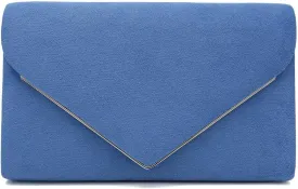 CHARMING TAILOR Faux Suede Clutch Bag Elegant Metal Binding Evening Purse for Wedding/Prom/Black-Tie Events