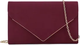 CHARMING TAILOR Faux Suede Clutch Bag Elegant Metal Binding Evening Purse for Wedding/Prom/Black-Tie Events