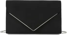 CHARMING TAILOR Faux Suede Clutch Bag Elegant Metal Binding Evening Purse for Wedding/Prom/Black-Tie Events