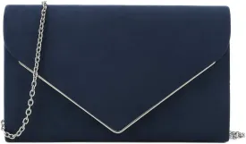 CHARMING TAILOR Faux Suede Clutch Bag Elegant Metal Binding Evening Purse for Wedding/Prom/Black-Tie Events