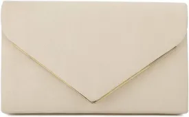 CHARMING TAILOR Faux Suede Clutch Bag Elegant Metal Binding Evening Purse for Wedding/Prom/Black-Tie Events