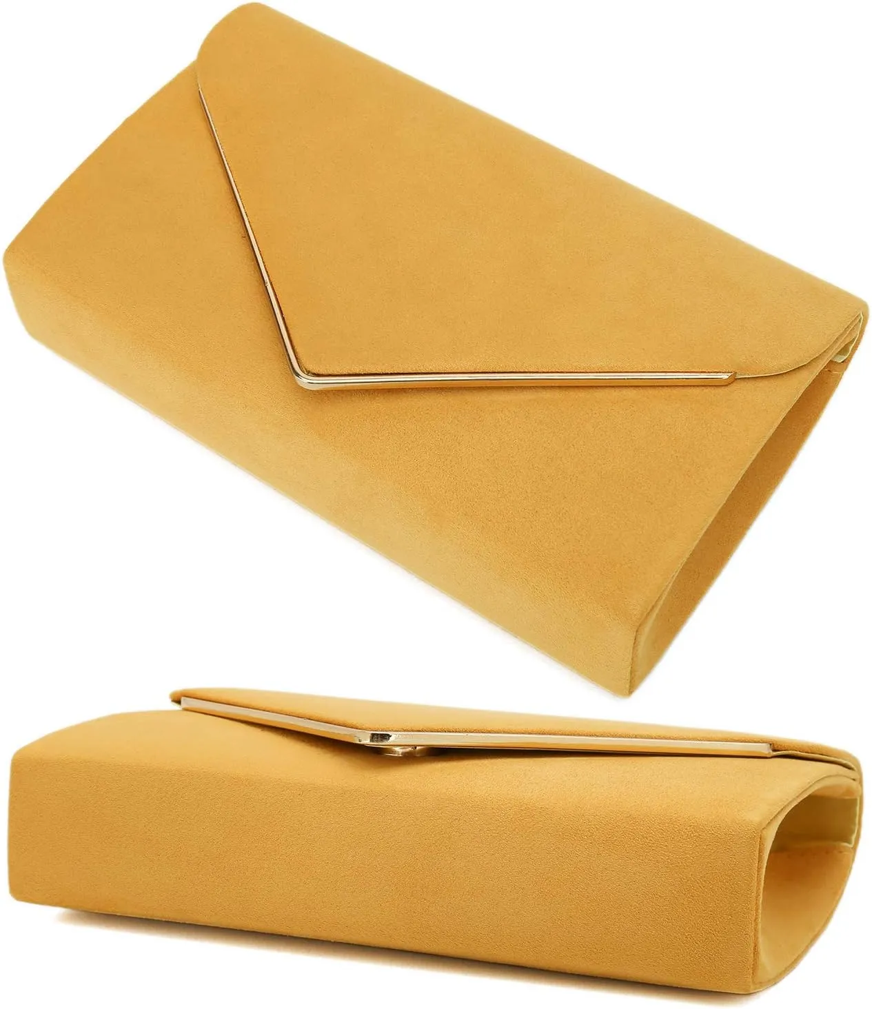 CHARMING TAILOR Faux Suede Clutch Bag Elegant Metal Binding Evening Purse for Wedding/Prom/Black-Tie Events