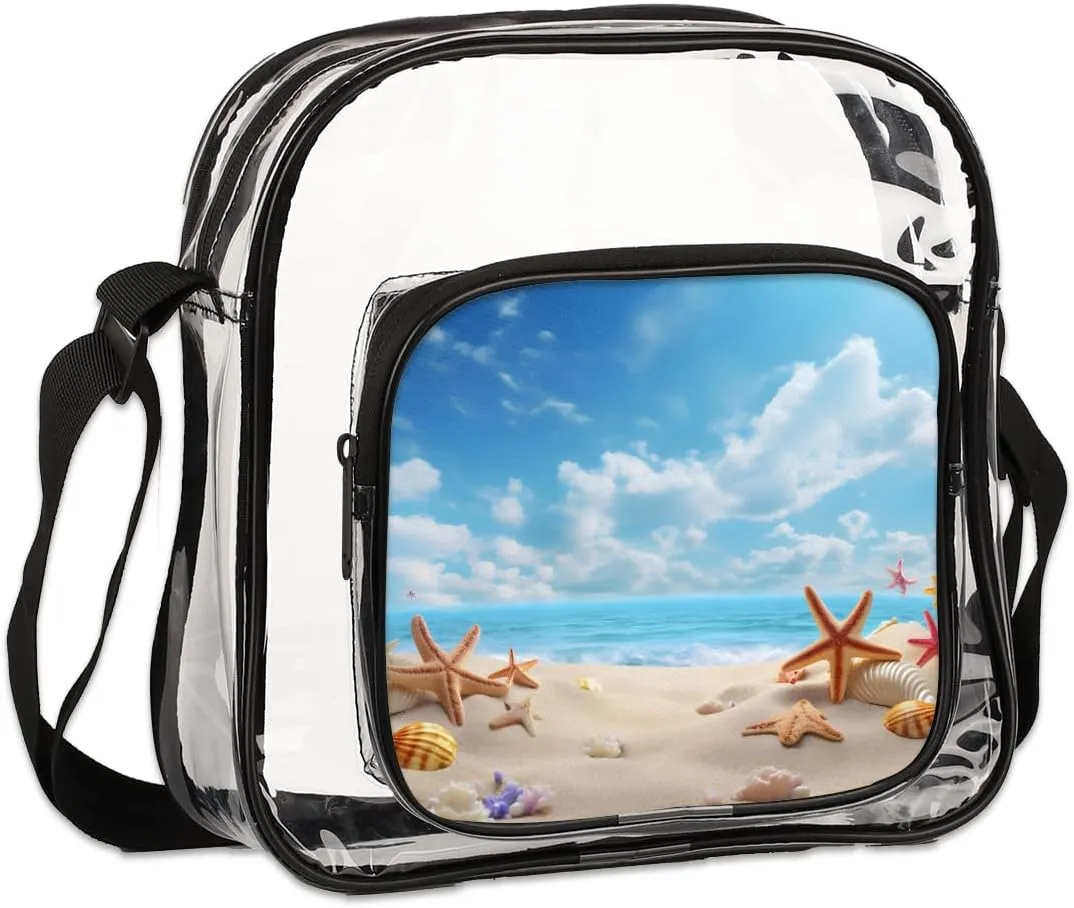 Clear Crossbody Bag with Adjustable Shoulder Strap, PVC Transparent Purse Messenger Bag for Women and Men