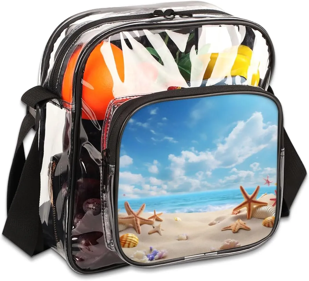 Clear Crossbody Bag with Adjustable Shoulder Strap, PVC Transparent Purse Messenger Bag for Women and Men