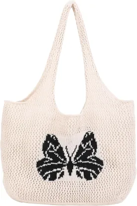 Crochet Bags for Women Summer Beach Tote Bag Large Capacity Shoulder Bag Aesthetic Hobo Bag Knit Bag Hippie Bag