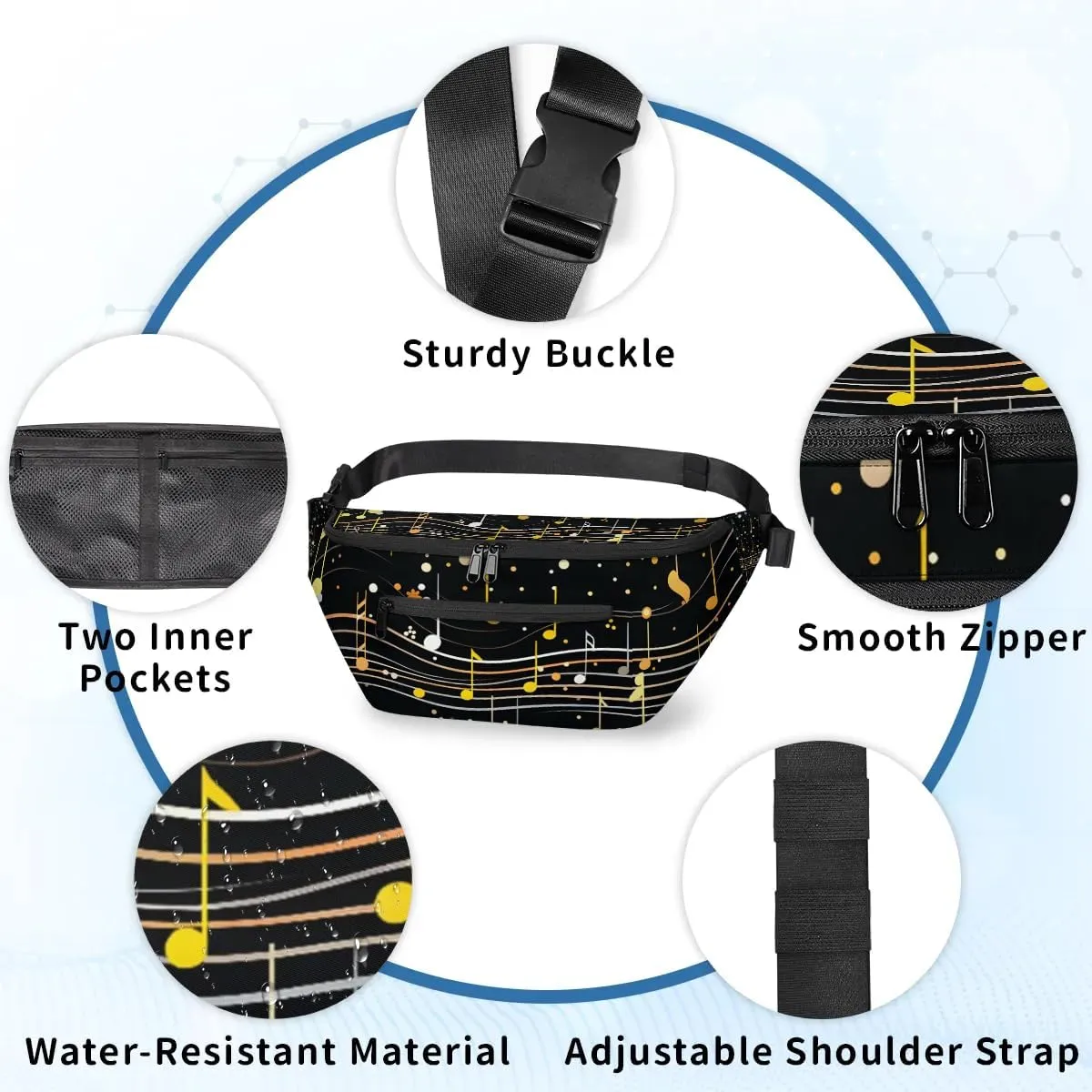 Crossbody Sling Bag for Women Men Cheerful Music Notes Lightweight Travel Essentials Chest Bag Waterproof Sling Backpack and Cross Body Bag for Daily Use