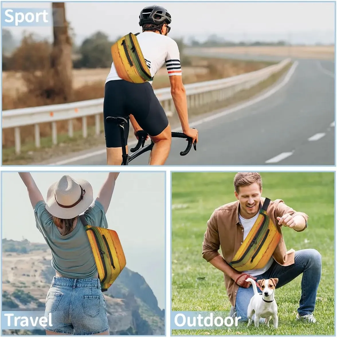 Crossbody Sling Bag for Women Men Colorful Wood Board Lightweight Travel Essentials Chest Bag Waterproof Sling Backpack and Cross Body Bag for Daily Use