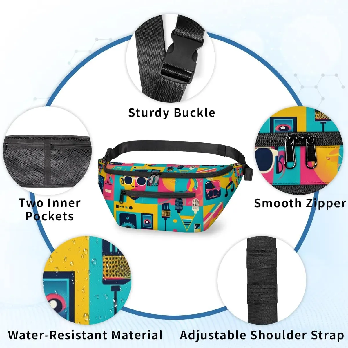 Crossbody Sling Bag for Women Men Music Lightweight Travel Essentials Chest Bag Waterproof Sling Backpack and Cross Body Bag for Daily Use