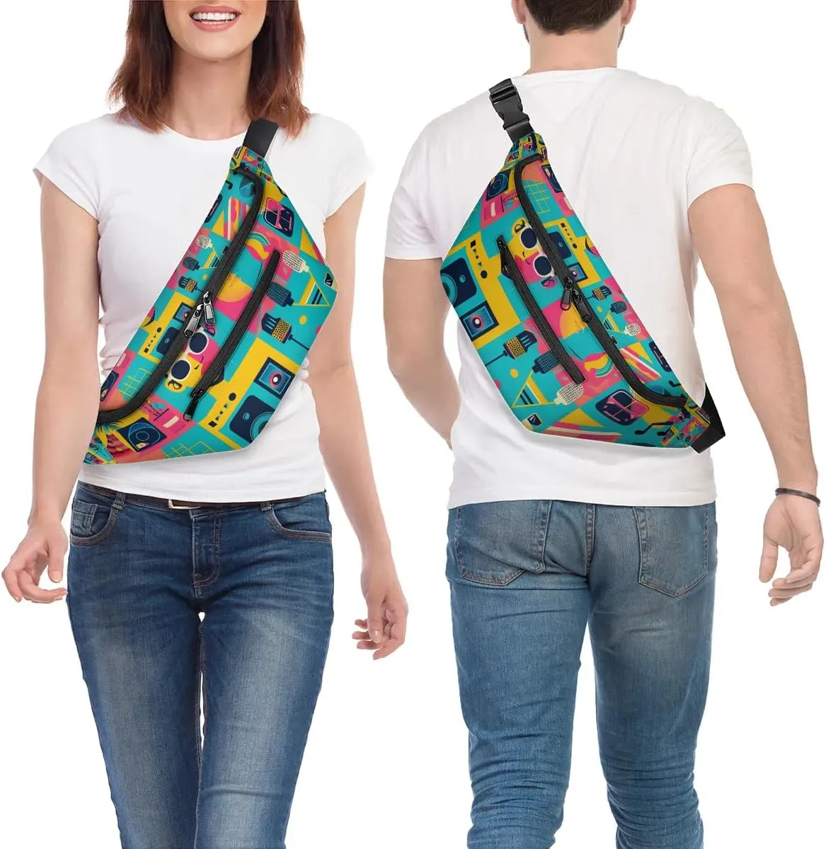 Crossbody Sling Bag for Women Men Music Lightweight Travel Essentials Chest Bag Waterproof Sling Backpack and Cross Body Bag for Daily Use