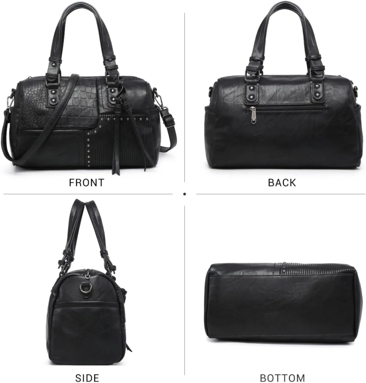 Dasein Women Soft Vegan Leather Barrel Bags Large Hobo Top Handle Work Totes Satchel Handbags Shoulder Purse