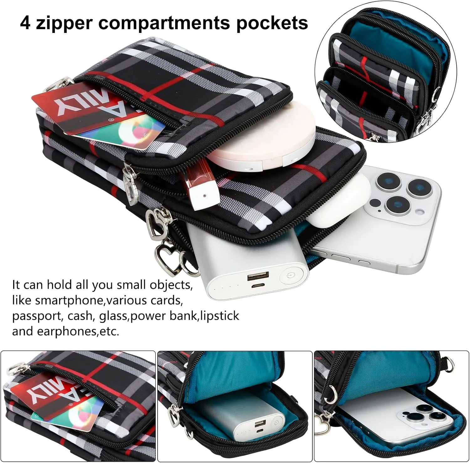 DOB SECHS Small Crossbody Wallet Phone Bag Shoulder Strap Wallet Pouch for Women Mini Crossbody Cell Phone Purse