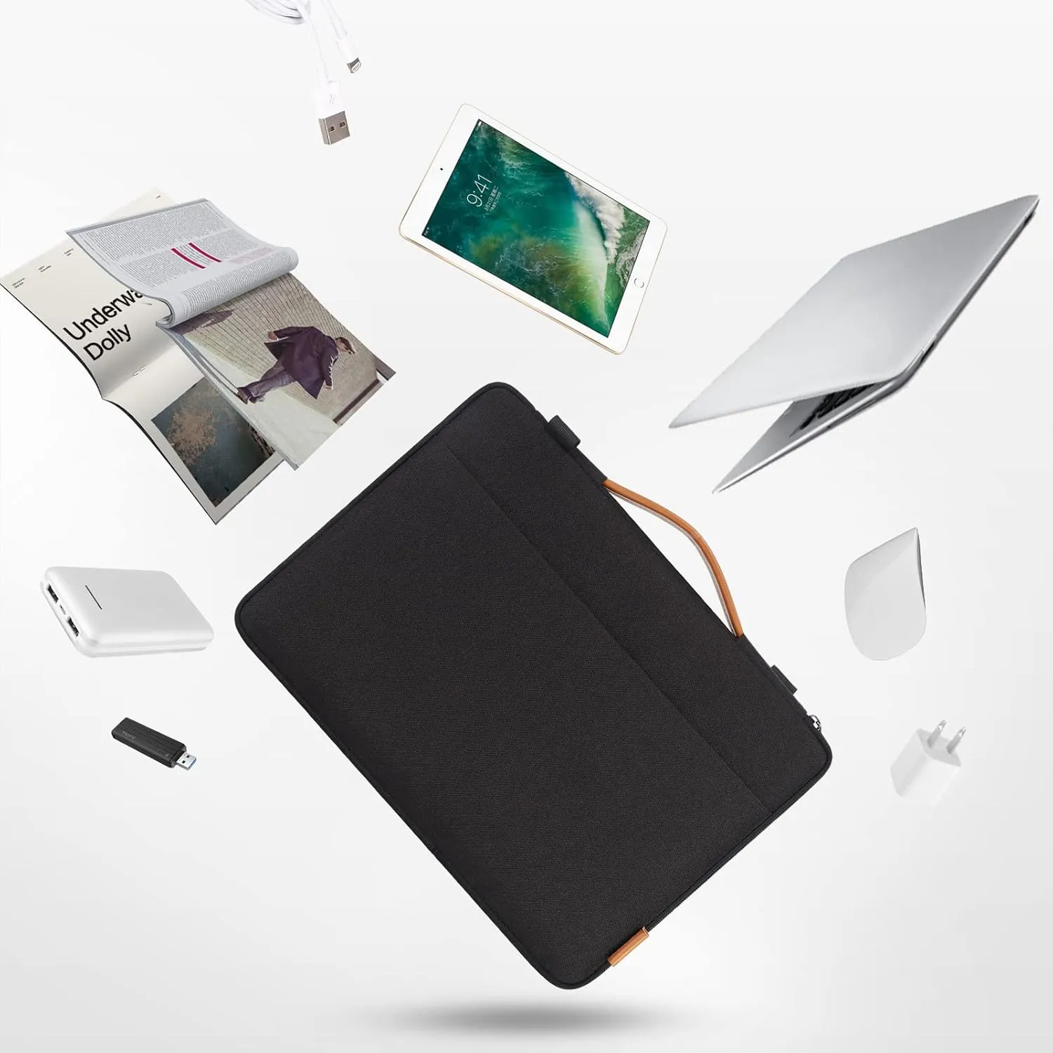DOMISO 15.6 Inch Laptop Bag Cover Waterproof Shockproof Notebook Sleeve Case Shoulder Bag Protective Cover for 15.6" HP 15/ThinkPad E575/Lenovo IdeaPad S510/Dell Alienware 15/Dell XPS 15,Black